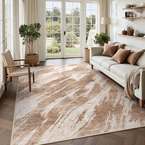 Abstract Washable Area Rugs 8x10 - Non-Slip Ultra-Thin Living Room Carpet Mod... - Picture 1 of 7