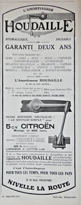 PUBLICITÉ DE PRESSE 1926 AMORTISSEUR HOUDAILLE HYDRAULIQUE SUR CITROEN 5 CV - Imagen 1 de 1
