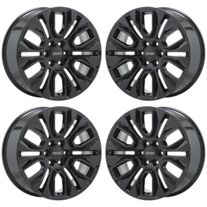 22" GMC Sierra 1500 Black wheels rims Factory OEM Original set 5943 EXCHANGE - Picture 1 of 8