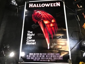 A-102 PÓSTER DE LA PELÍCULA HALLOWEEN FIRMADO POR 6 MIEMBROS DEL ELENCO ¡INCLUIDO JOHN CARPENTER! - Imagen 1 de 12