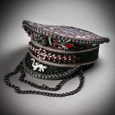 蒸汽朋克燃烧人船长帽子带水钻尖刺壁虎勃艮第豹 — 第 1/4 张图片