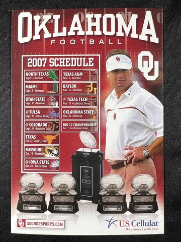 2007 Oklahoma Sooners Football Schedule Magnet Bob Stoops 4x6 Cover