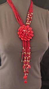 Collar Joan Rivers Distintivo Cuenta Estrella Flor Roja 20 en Clásico 225f - Imagen 1 de 19