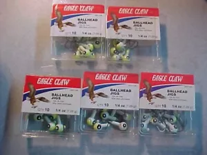 50 NUOVI ARTIGLIO D'AQUILA 1/4 OZ PIOMBO JIG palla TESTE TAGLIA 1 ganci PESCA chartreuse - Foto 1 di 4