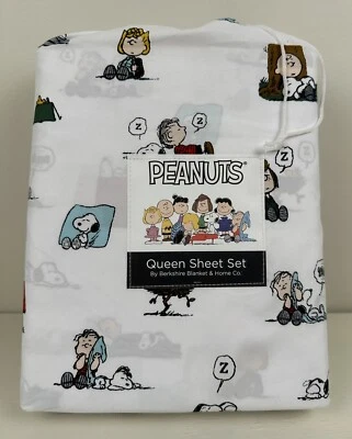 Peanuts Queen Sheet Set Sleepy Snoopy Charlie Brown Berkshire Blanket Co NEW - Image 1 of 4