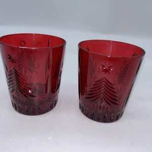Mikasa ÁRBOL DE NAVIDAD Rojo Doble Antiguo 4” Vasos Vasos Gafas SN240 Nuevo - Imagen 1 de 4