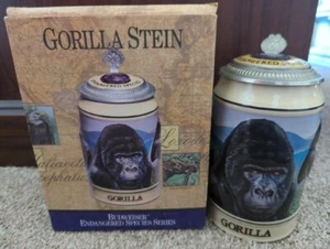 1995 Anheuser Busch Endangered Species GORILLA Budweiser Beer Stein T31 - Picture 1 of 7