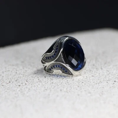 Серебряный мужской заявление кольцо ручной работы обручальное кольцо для него уникальный печатка мужское кольцо - Изображение 1 из 4