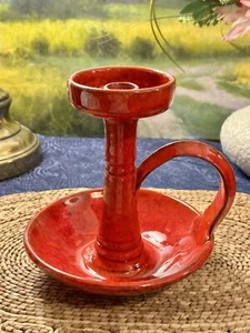 Vintage Bitossi Red Italian Chamberstick Candle Holder - Signed Italy 6865 P.V. - Picture 1 of 6