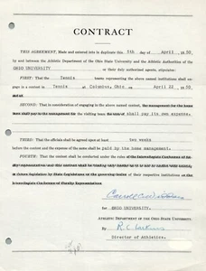 Carroll Widdoes (dec. 1971) Famous Ohio State Coach Signed Contract w/ JSA COA - Picture 1 of 2