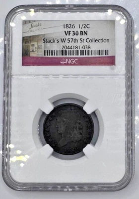 1826 Half Cent 💥Stack's W 57th St Collection💥 VF30 BN - Image 1 of 4
