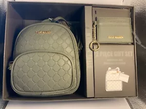 STEVE MADDEN Mini Backpack Key Chain Card Wallet Purse Box Gift Set Green NOB - Picture 1 of 17