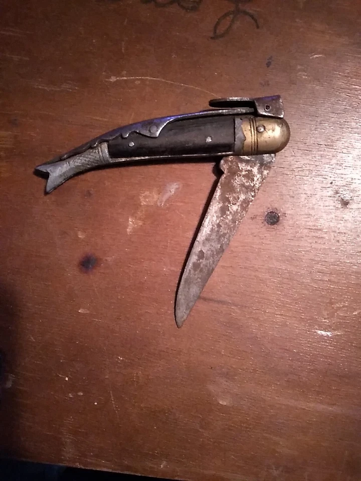 Very rare Heavy Ottoman Era Syrian Hand Made  Folded knife -Old Steel Blade  R60 - Image 1 of 4