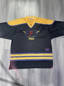 Vintage FILA Hockey Men Jersey XL Mesh Vented V Neck Embroidered - Picture 1 of 5