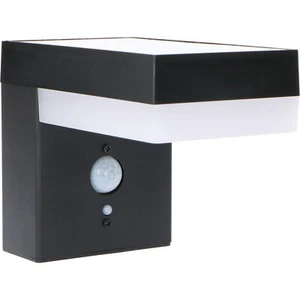 Solar LED-Wandleuchte Wandlampe schwarz mit Bewegungsmelder 3,3W warmweiß - Bild 1 von 6