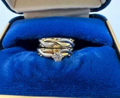 GORGEOUS!! 14k Yellow White Gold Engagement Bridal Set $798 Appraisal Size 7! - Image 1 of 4