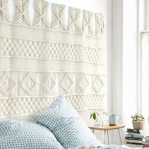 Macrame Wall Hanging Macrame Curtains Boho Door Curtain Panels Handmade Wall ... - Picture 1 of 7