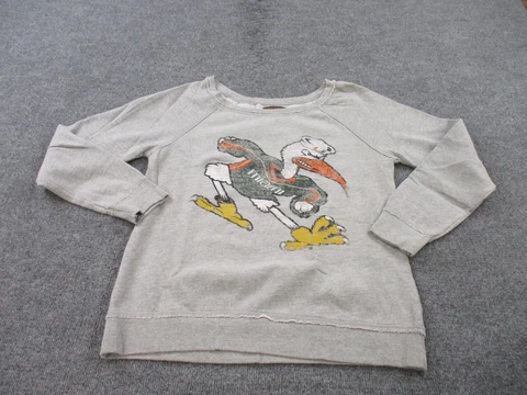 Miami Hurricanes Sweatshirt Adult XL Gray Pullover Long Sleeve Retro Womens Cover