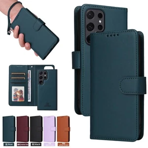 Für Samsung Galaxy S25 Ultra S24 S23 FE A55 A73 Leder abnehmbare Handyhülle - Bild 1 von 10