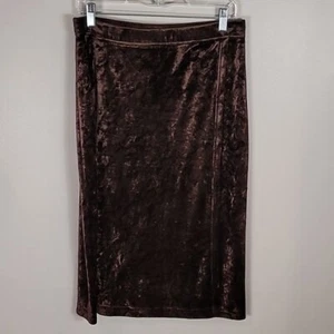 Vintage Carole Little Velvet Faux Wrap Skirt Size L Brown Dark Fairy Whimsigoth - Picture 1 of 7
