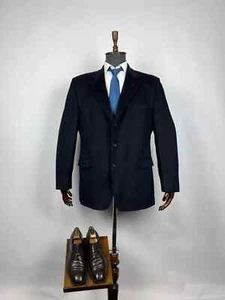 RARE Daks Johnston’s Of Elgin Mens 100% Cashmere Black Blazer Jacket Size US 46L - Picture 1 of 14