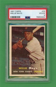 1957 Topps #10 Willie Mays *** PSA VG-EX 4 *** New York Giants old baseball card
