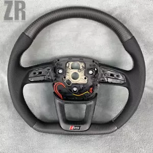 Matte Carbon Fiber Flat-bottom Steering Wheel For Audi Q3 RSQ3 Q5 Q7 Q8 Q2 RS3 - Picture 1 of 17