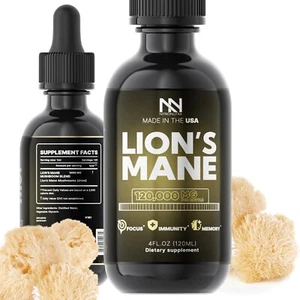 Organic Lions Mane Extract For Brain Health, Memory, Focus, Immune Support - 4oz - Picture 1 of 6