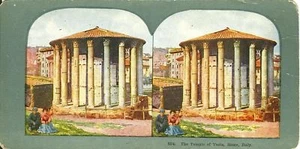 TEMPLE OF VESTA stereoscopic card Rome Italy 1800s view - Picture 1 of 1
