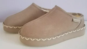 Bearpaw Martis Beige Leather Sheepskin Lined Indoor/Outdoor Slippers Size 7 - Picture 1 of 7