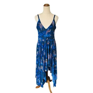 Blackmilk Sz M/L Atkinson Grimshaw Fairies Dance Foiled Handkerchief Dress Blue - Picture 1 of 5