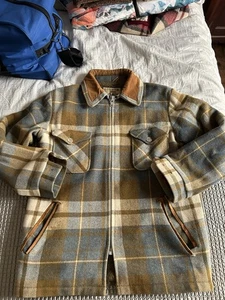 Woolrich Blue and Brown Fur And Wool Coat Size Medium - Picture 1 of 7