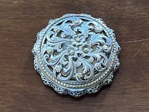 Porta Cipria da borsetta Argento 900 stile ed epoca Liberty - Foto 1 di 4