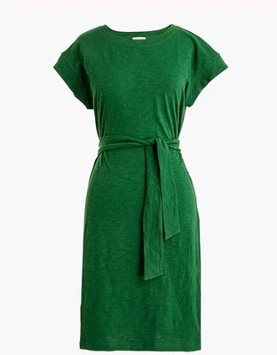 J. Crew Tie Waist Shirt Dress Women XL Green Preppy Beach Feminine Minimalist - Image 1 of 4