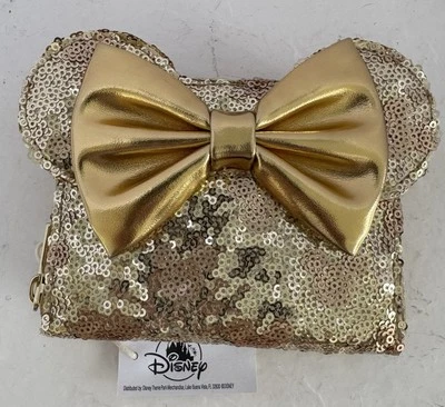 CARTERA LAZO OREJA RATÓN LENTEJUELAS DORADAS LOUNGEFLY PARQUES DISNEY NUEVA Foto 1 de 4