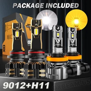 AUXBEAM 25000LM 9012 H11 LED Headlight White Yellow For 2011-2015 Chrysler 300 - Picture 1 of 17