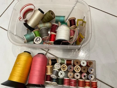 large lot different color spools varigated thread sewing lure making rod wrap - Image 1 of 4