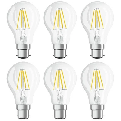 6 x Osram LED Filament Birnenform A60 7W = 60W B22d klar 806lm warmweiß 2700K - Bild 1 von 4