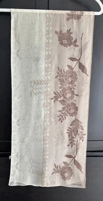 Vintage Halston Sheer Brown/Beige Silk Floral Scarf 14"x 60" - Image 1 of 4