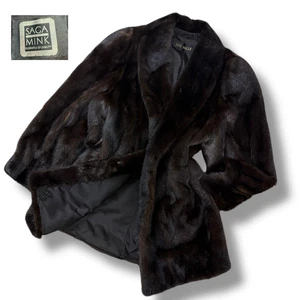 Chaqueta Abrigo SAGA MINK JOYMILLE Piel Real Marrón Oscuro Talla F De Colección De Japón - Imagen 1 de 10