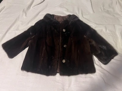 Vintage_Mujer_Marrón_Abrigo de Piel_Nombre Bordado Interior "Anita D"_Sin Marca_ Foto 1 de 4