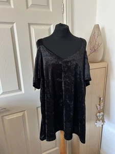 Simply Be Size 24 Top Womens Velvet Black Off Shoulder Whimsy Goth Steampunk - Picture 1 of 10