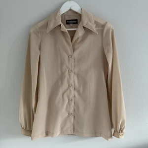 VTG 70s Givenchy Sport Women's Button Down Blouse EUC Size 8 Designer France - Picture 1 of 6