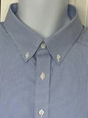 ROUNDTREE & YORKE Gold Label  NWOT Blue White Check Slim Fit  17 33 - Image 1 of 4
