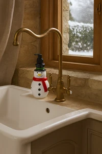 Festive Snowman Soap Dispenser Ceramic Christmas Bathroom Kitchen Decor - Picture 1 of 3