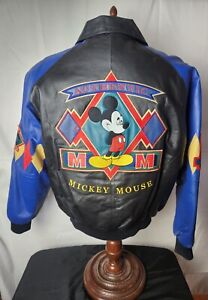 🚨🔥Vintage Disney Unlimited Med Mickey Mouse Leather Jacket Very Rare EUC!