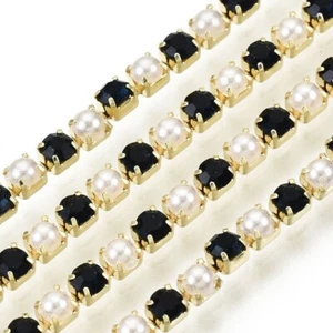 Strass und Kunstperlen Metall Banding 2x2mm SS6 10 Yard Konvolut - Bild 1 von 3