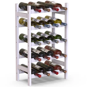 Cantinetta Portavino in Legno Bambù Bianco con 20 Scomparti Bar Portabottiglie - Foto 1 di 9