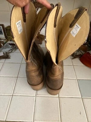 DOUBLE H QUALITY BOOTS USA MADE WESTERN BROWN LEATHER COWBOY BOOTS 15 EE Vintage - Image 1 of 4