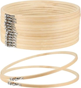 14 Pieces 12 Inch Bamboo Embroidery Hoops, Wooden Round Adjustable Bamboo Cir... - Picture 1 of 7